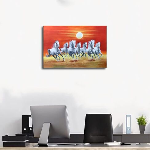 Wall Art horse pictures wall decor Seven Lucky Running Wild Horses horse wall poster 01 Canvas Poster Wall Art Decor Print Picture Paintings for Living Room Bedroom Decoration Frame-style in Saudi Arabia
