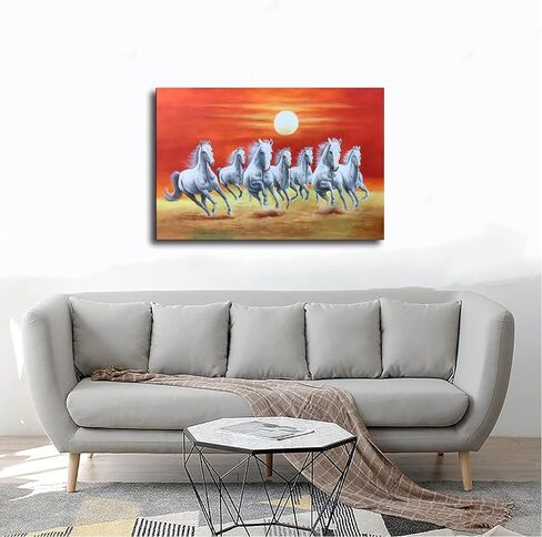 Wall Art horse pictures wall decor Seven Lucky Running Wild Horses horse wall poster 01 Canvas Poster Wall Art Decor Print Picture Paintings for Living Room Bedroom Decoration Frame-style in Saudi Arabia