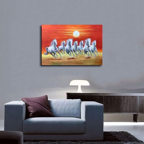 Wall Art horse pictures wall decor Seven Lucky Running Wild Horses horse wall poster 01 Canvas Poster Wall Art Decor Print Picture Paintings for Living Room Bedroom Decoration Frame-style in Saudi Arabia
