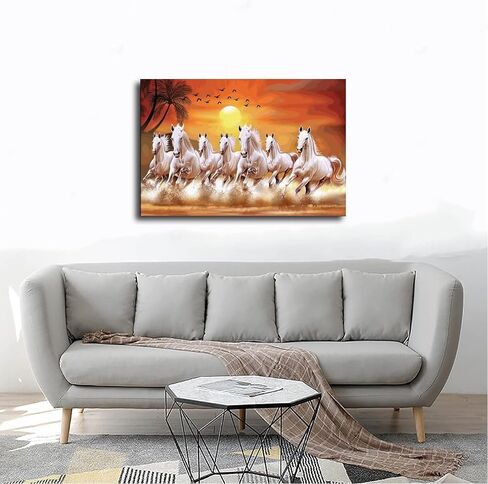 Wall Art horse pictures wall decor Seven Lucky Running Wild Horses horse wall poster 01 Canvas Poster Wall Art Decor Print Picture Paintings for Living Room Bedroom Decoration Frame-style in Saudi Arabia