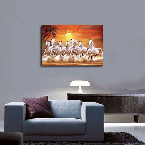 Wall Art horse pictures wall decor Seven Lucky Running Wild Horses horse wall poster 01 Canvas Poster Wall Art Decor Print Picture Paintings for Living Room Bedroom Decoration Frame-style in Saudi Arabia
