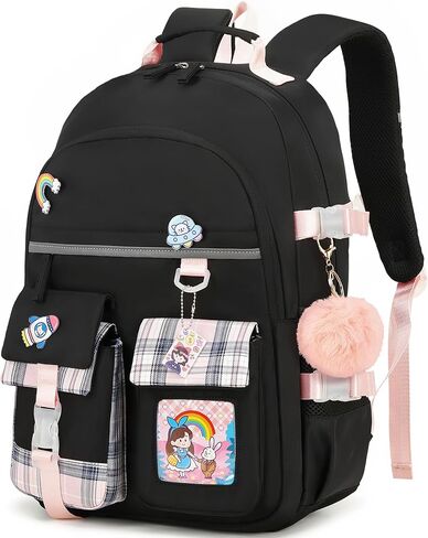 SHADOW VISION Kids Backpacks for Girls Backpack for School Bag Cute Bookbag School Backpack for Teen Girls (Black) in Saudi Arabia