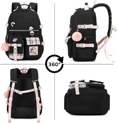 SHADOW VISION Kids Backpacks for Girls Backpack for School Bag Cute Bookbag School Backpack for Teen Girls (Black) in Saudi Arabia