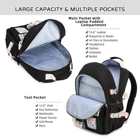 SHADOW VISION Kids Backpacks for Girls Backpack for School Bag Cute Bookbag School Backpack for Teen Girls (Black) in Saudi Arabia