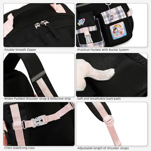 SHADOW VISION Kids Backpacks for Girls Backpack for School Bag Cute Bookbag School Backpack for Teen Girls (Black) in Saudi Arabia
