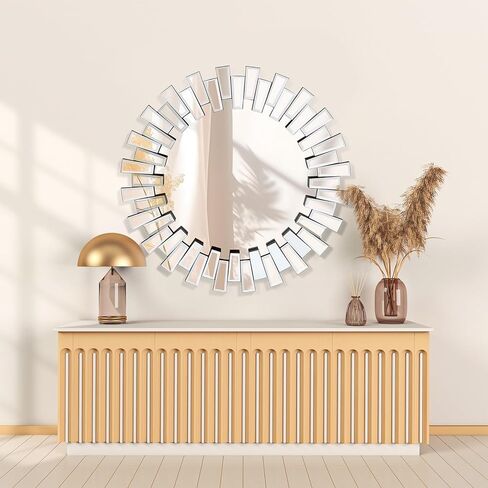 مرآة حائط ديكور ثلاثية الأبعاد مستديرة 24 بوصة مرآة حمام ديكور المنزل ديكور غرفة النوم وغرفة المعيشة والمكتب in Kuwait