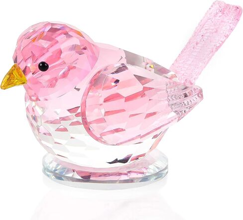 Crystal Pink Birds Figurine Glass Collectible Figurines Paperweights Birthday Gifts for Women Decorative Tabletop Centerpiece for Animal Lovers in Saudi Arabia