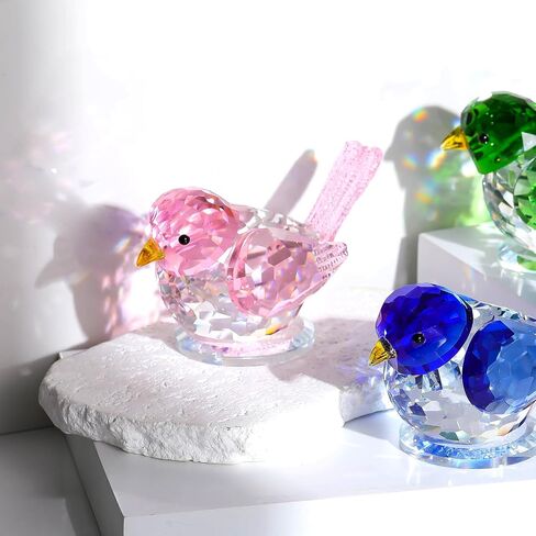 Crystal Pink Birds Figurine Glass Collectible Figurines Paperweights Birthday Gifts for Women Decorative Tabletop Centerpiece for Animal Lovers in Saudi Arabia