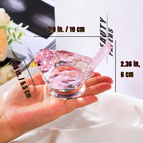 Crystal Pink Birds Figurine Glass Collectible Figurines Paperweights Birthday Gifts for Women Decorative Tabletop Centerpiece for Animal Lovers in Saudi Arabia