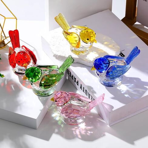 Crystal Pink Birds Figurine Glass Collectible Figurines Paperweights Birthday Gifts for Women Decorative Tabletop Centerpiece for Animal Lovers in Saudi Arabia