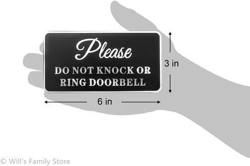 Please Do Not Knock or Ring Doorbell Aluminium Sign with Tape Black and Silver 6x3 inch in Saudi Arabia