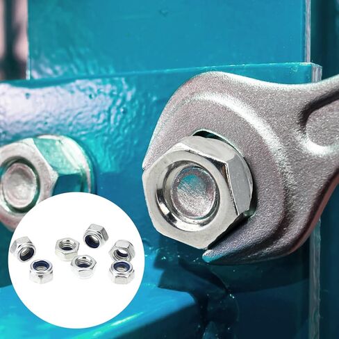 M5x0.8mm Nylon Insert Hex Lock Nuts, 100 PCS Hardware Nuts Locknuts 304 Stainless Steel Nuts Fasteners Self-Locking Nylon Lock Nuts for Secure Locking and Industrial Construction (Silver White) in Saudi Arabia