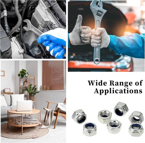 M5x0.8mm Nylon Insert Hex Lock Nuts, 100 PCS Hardware Nuts Locknuts 304 Stainless Steel Nuts Fasteners Self-Locking Nylon Lock Nuts for Secure Locking and Industrial Construction (Silver White) in Saudi Arabia