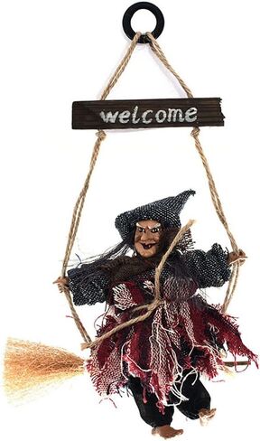 Hanging Welcome Sign Retro Witch Door Hanger Creative Halloween Decorations Props Holiday Party Decor Wooded Welcome Plaque Door Pendant Ornament for House Garden Bar Restaurant Club Haunted House in Saudi Arabia