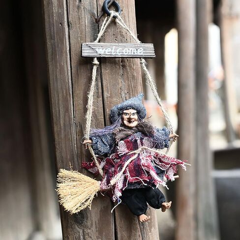 Hanging Welcome Sign Retro Witch Door Hanger Creative Halloween Decorations Props Holiday Party Decor Wooded Welcome Plaque Door Pendant Ornament for House Garden Bar Restaurant Club Haunted House in Saudi Arabia