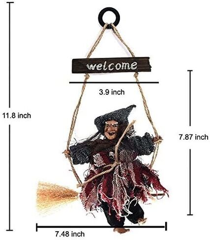 Hanging Welcome Sign Retro Witch Door Hanger Creative Halloween Decorations Props Holiday Party Decor Wooded Welcome Plaque Door Pendant Ornament for House Garden Bar Restaurant Club Haunted House in Saudi Arabia