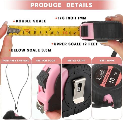 Kigeli 30 Pcs Tape Measure Bulk Pink 16 Feet Retractable Measuring Tape Self Locking Tape Measure for Women Easy Read Measurement Tape with Fractions 1/8 Measurement for Engineer Crafter in Saudi Arabia