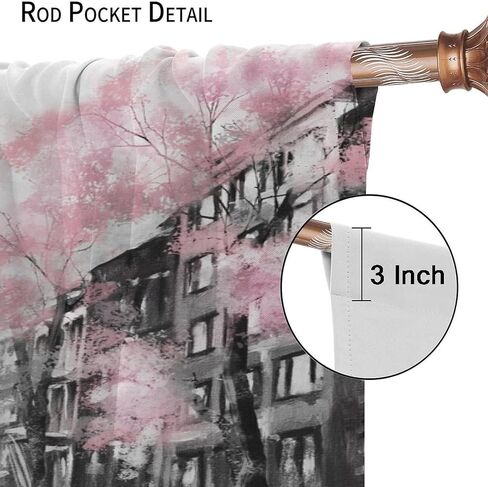 JESTRONRY City Landscape Bedroom Curtains,Paris Oil Painting Eiffel Tower Pink Girls Valentine's Day Theme Rod Pocket Window Drapes 2 Panel Set for Living Room Bedroom Kitchen Cafe W42xL54in in Kuwait