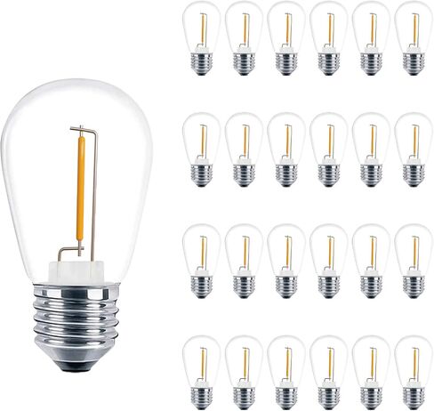 S14 مصابيح سلسلة خارجية، مقاومة للكسر ومقاومة للماء 1 وات LED لمبات إضاءة إديسون 11 وات مكافئة، 2200 ك أبيض دافئ، قاعدة متوسطة E26، 15 حزمة in Saudi Arabia