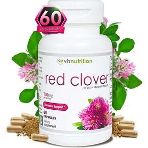VH Nutrition RED Clover | 700mg Trifolium Pratense Extract | Hormone Balance* and Menopause Support* for Women | Natural Relief for Hormonal Fluctuations and Overall Well-Being | 60 Capsules