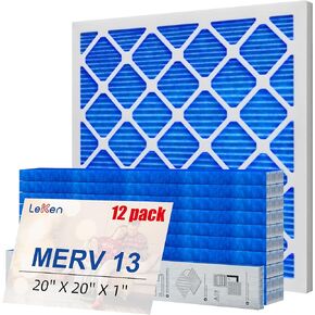 LEKEN 16x25x1 AC Furnace HVAC Filter Reusable Electrostatic Filters MERV 13 For Households With Pets, 12 Pack, (Precise Size 15.68" x 24.68" x 0.75")