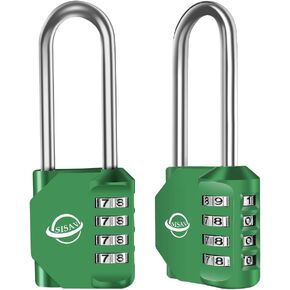 Combination Lock 2.5 Inch Long Shackle 4 Digit Outdoor Combination Padlock for School Gym Locker,Sports Locker,Fence Gate,Gate,Hasps and Toolbox(Green,2 pack)