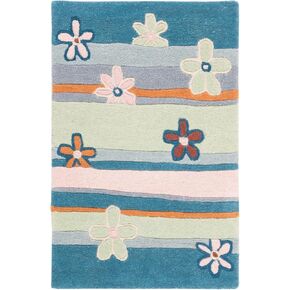 SAFAVIEH Kids Collection Accent Rug - 2' x 3', Blue & Multi, Handmade Floral Wool, Ideal for High Traffic Areas in Entryway, Living Room, Bedroom (SFK750A)