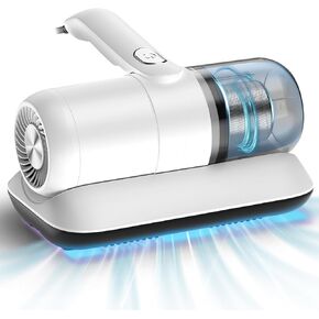 Bed Vacuum UV-C Mattress Vacuum Cleaner with Washable HEPA Filter ，14Kpa Suction & High-Frequency patting can Effectively deep-Clean mattresses (White)