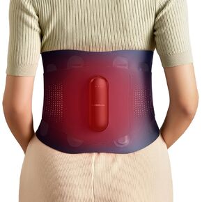 Deerma Heating Pad for Back, Cordless Rechargeable Lower Back Heating Pad Pain Relief Portable Heated Wearable Back Support Brace with Light Vibrating for Back Relief Period Cramps Birthday Gifts Idea