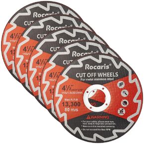 Rocaris 5 Pcs Cut Off Wheels, 4-1/2 Grinder Cut Off Wheel, Ultra Thin 4-1/2" x 3/64" x 7/8" for Metal & Stainless Steel, Angle Grinder Cutting Disc, Grinder Cutting Wheel