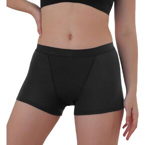 AIRCUTE Reusable Absorbent Urine Incontinence Boxer Briefs Underwear for Women Breathable Leak Proof Boy Shorts 2.0OZ (Black, 2X-Large)