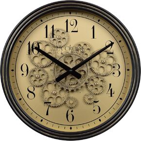 La Crosse Clock 404-3439 15-Inch Quartz Analog Wall Clock with Moving Gears