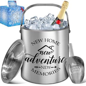 House Warming Gifts New Home, Housewarming Gifts for New House, Best Housewarming Gifts 2024, Stainless Steel Ice Bucket with Lid, Wine Chiller with Handle and Scoop