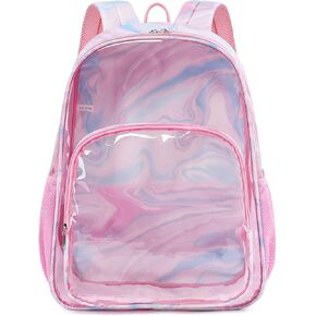Girls Clear Backpack for School Heavy Duty TPU Transparent Bookbag for Girls See Through Clear Backpack Clear School Backpack Stadium Approved Clear Bookbag for Concert Work Sport Travel