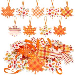 Whaline 27Pcs Fall Thanksgiving Maple Leaf Hanging Ornaments 3D Felt Hanging Decors Harvest Fall Leaves Farmhouse Decorations for Tree Mantel Wall Festival Home Party Supplies