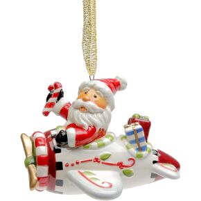 Cosmos Gifts 10648 Santa with Airplane Ornament, 2-1/4-Inch