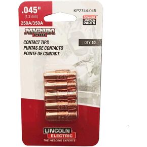 Lincoln Electric KP2744-045 Copper Plus Contact Tip 350A, .045, 10 pack