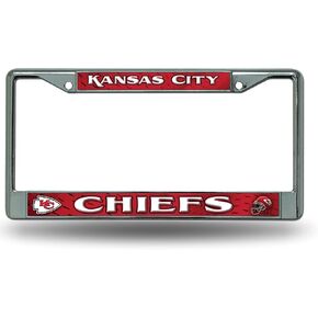 Rico Industries NFL Football Kansas City Chiefs 12" x 6" Chrome Frame - Car/Truck/SUV Automobile Accessory