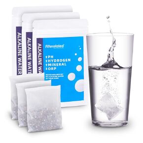 Portable Alkaline Water Filter Pouch Alkaline Hydrogen Rich Water Filtration System for Your Bottle, Pitcher, Jug, Container - High pH 9+Water - Long-Life 105 Litre/28 Gallon (3-Pack）