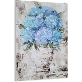 Yihui Arts Blue Hydrangeas Painting - Vertical Huge Canvas Arts - Modern Wall Decor for Living Room, Bathroom, Hallway