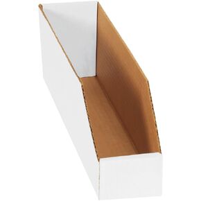 Choice Shipping Supplies Open Top Bin Boxes, 3" x 18" x 4 1/2", White, 25/Bundle