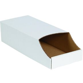 Partners Brand PBINB412 Stackable Bin Boxes, 4" x 12" x 4 1/2", Oyster White (Pack of 50)
