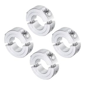 uxcell 4pcs Double Split Clamp-On Shaft Collar for 3/4" Shaft, Two-Piece Clamping Collar, 1-1/2" OD, 1/2" Thickness, Aluminum Alloy Set Screw Split Collar Clamp