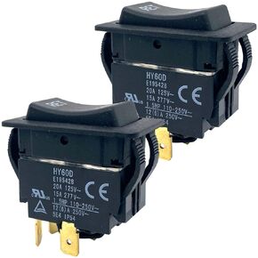 2-Piece Set HY60D Push Button Switch RET-EXT 4-Pin 20A 125V (ON - Off - ON)