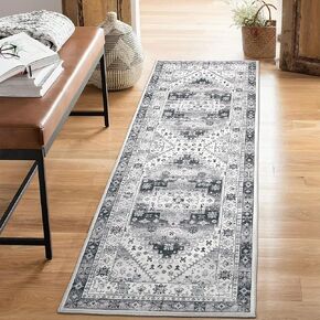 CAROMIO 9x12 Living Room Area Rug Washable Traditional Rug Indoor Non Slip Large Carpet Vintage Distressed Throw Floor Cover Stain Resistant Boho Accent Carpet for Bedroom Home Decor, Orange