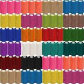 54 Pack Black Self Adhesive Bandage Wrap Bulk 4 Inch x 5 Yards Cohesive Bandage,Vet Wrap Breathable Elastic Self-Adherent Tape for Stretch Athletic Sports Wrist Ankle Dogs Pet Vet Wrap