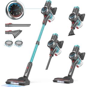 Cordless Vacuum Cleaenr, 500W/40Kpa/60Mins Vacuum Cleaners for Home, Self-standing Stick Vacuum with LED Display, Rechargeable Cordless Vacuum, Lightweight Vacuum for Carpet, Pet Hair, Hardwood floor