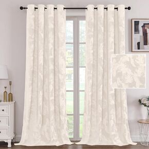 H.VERSAILTEX Velvet Curtains Birds and Lotus Curtains for Living Room Thermal Insulated Noise Reducing Panels Embossed Floral Window Decor for Kids Bedroom, W52 x L63 inches, 2 Panels, Vintage Green