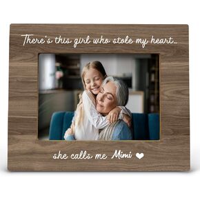FONDCANYON Mimi Picture Frame - Mimi Frame, Grandma Frame, Picture Frame for Grandma, Mimi Mothers Day Gifts, Theres This Girl Who Stole My Heart She Calls Me Mimi Photo Frame(5x7 Inch Photo)