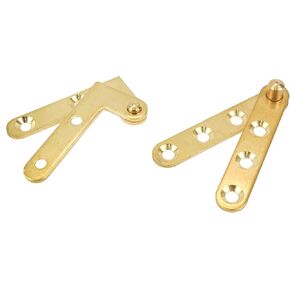 Quluxe 360 Degree Rotatable Door Pivot Hinges, Brass Drawer Window Door Fithtings- Gold (Including 2pcs L-Shaped and 2pcs Straight Hinges)